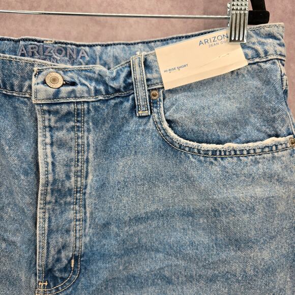Arizona Jeans Co Blue Hi Rise Button Jeans Cotton Denim Pants Shorts Plus 19 - Picture 3 of 7